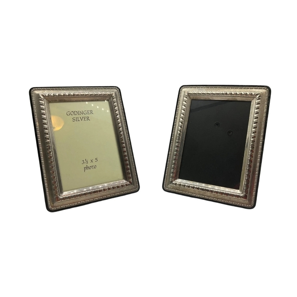 VTG Godinger Silver Plated Photo Frames Set of 2 Ornate Velvet Backing 3.5" X 5" - Picture 1 of 7
